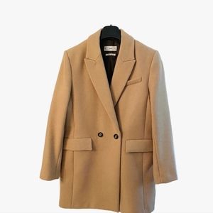Mango Large Wool blend camel car coat